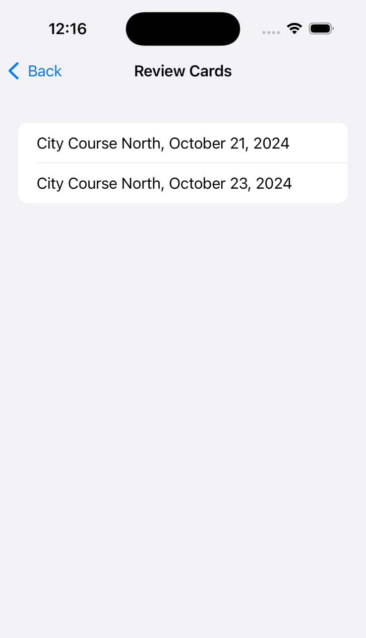 Review saved scorecards